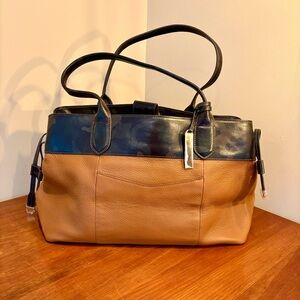 G.I.L.I. Large Leather Tan Tote Shoulder Bag - New without tags